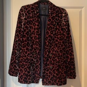 JCrew Pink Velvet Leopard Blazer Size 8